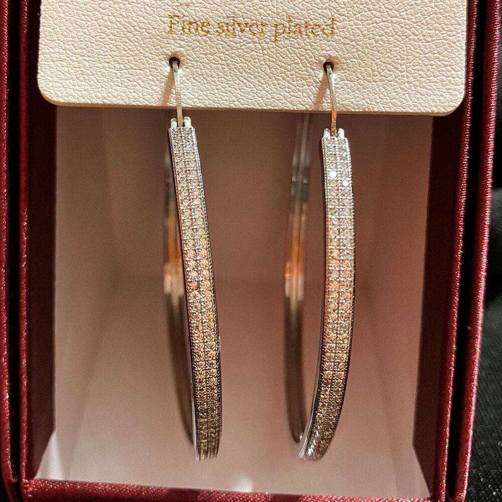 Stella Rose Silver Hoops 2" Fine Silver Plated